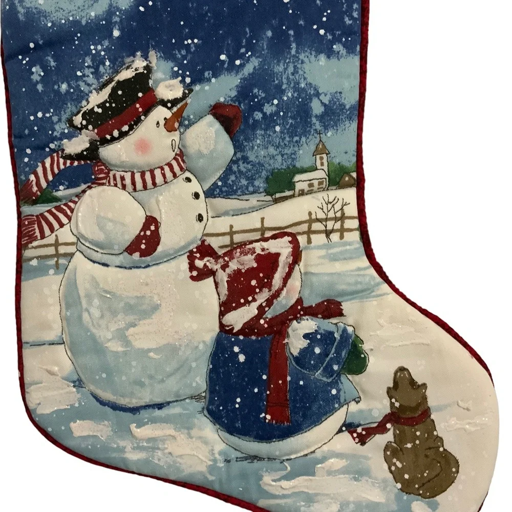Christmas Stockings Oversized Snowmen Snow Scene Plush 3 Pieces 22 Inches - Picture 11 of 16
